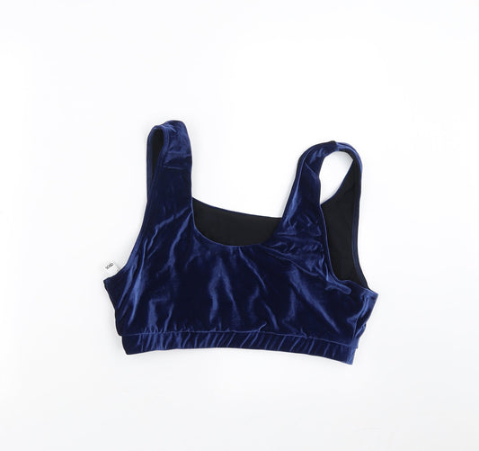 Back view of ASOS women’s blue cropped tank - 38g swim top