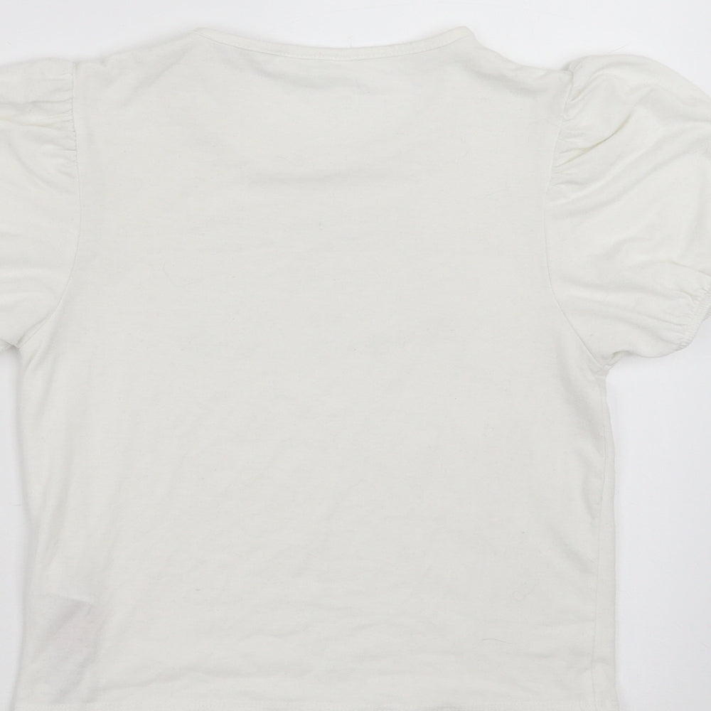 Brand and care label for Primark girls’ white basic t-shirt, size 10-11, years - always see the bright side
