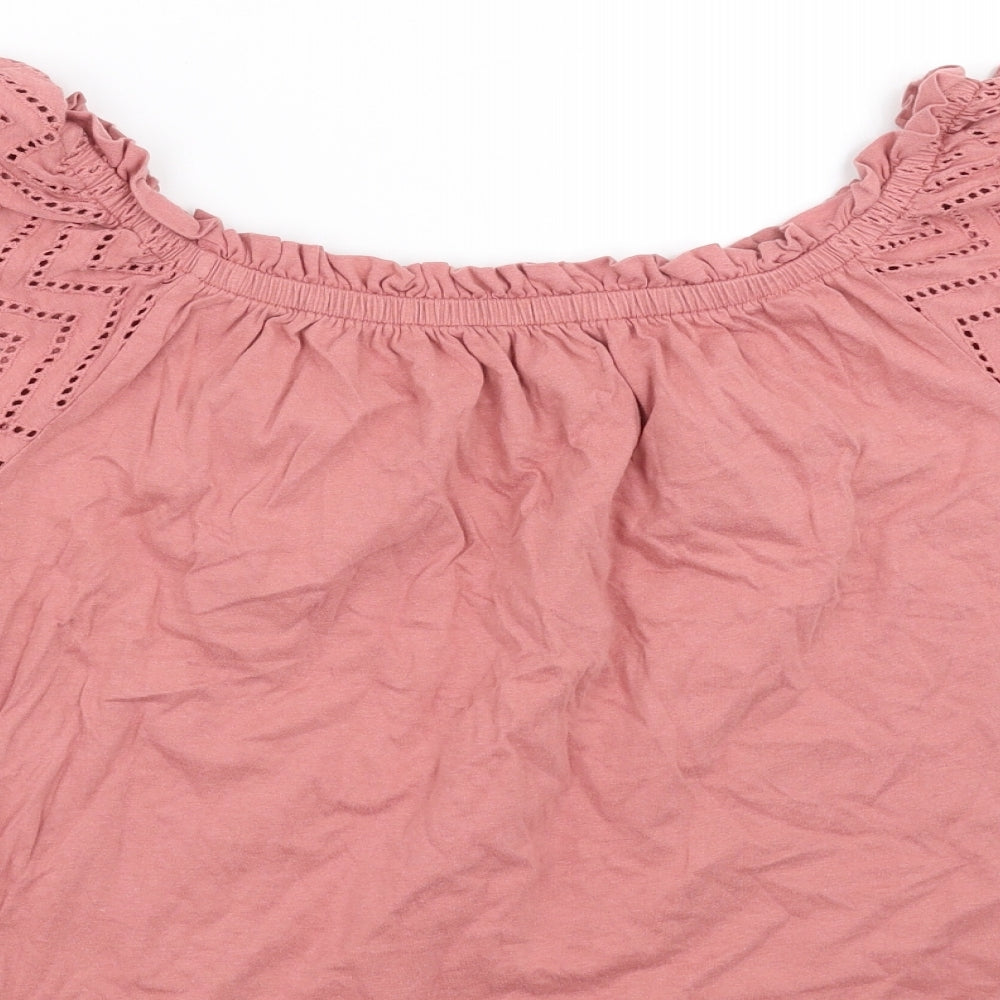 Primark Womens Pink Basic Blouse Size L - crochet detail