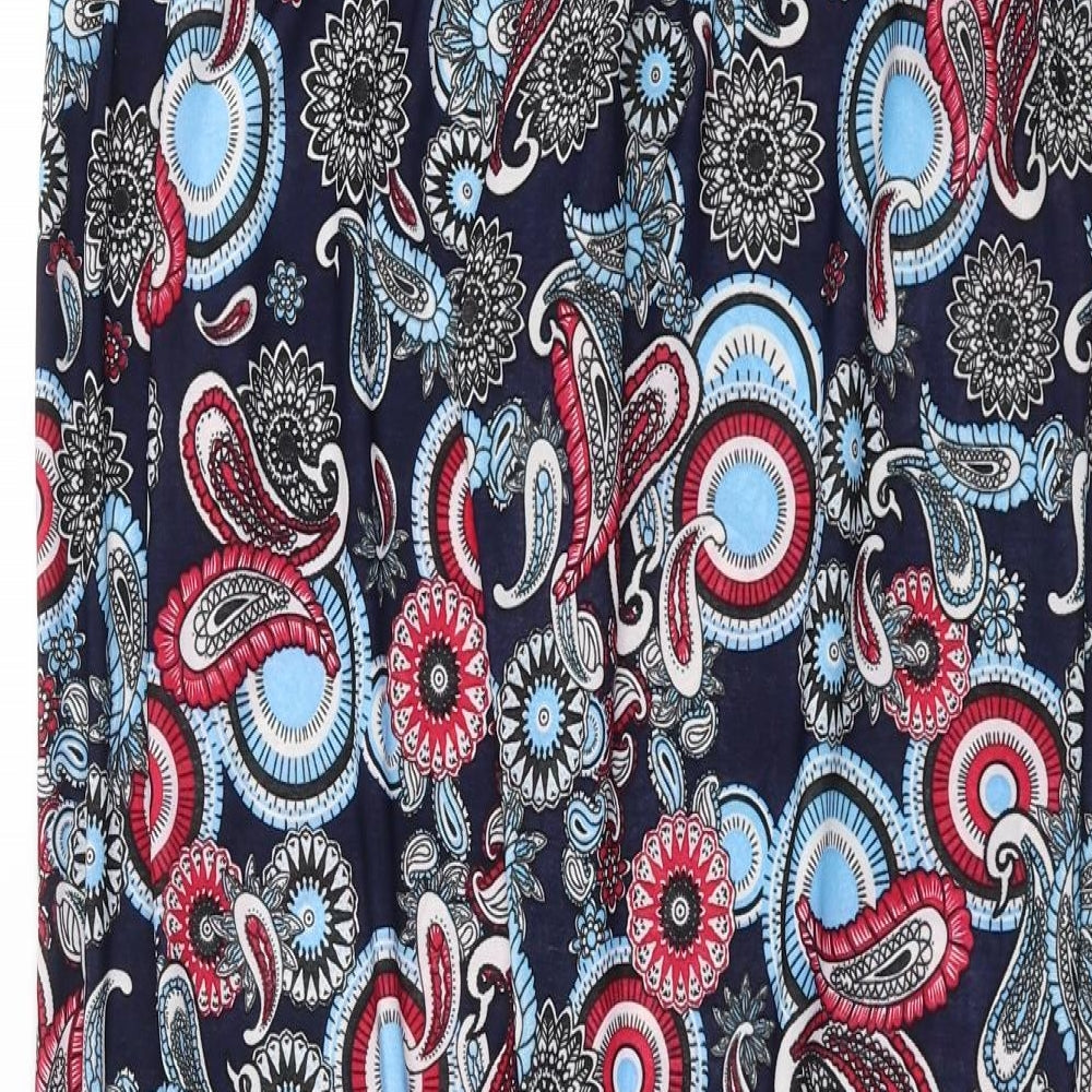 Preworn Girls Blue Paisley Pedal Pusher Trousers Size 3XL