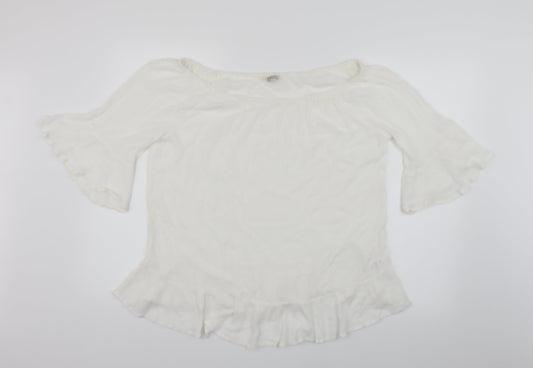 Womens UK Size L Papaya White Basic Blouse