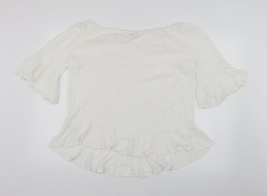 Womens UK Size L Papaya White Basic Blouse