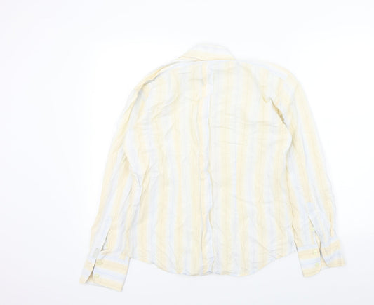 Mens UK Size M Full Circle Beige Button-Up Long Sleeve Casual Shirt