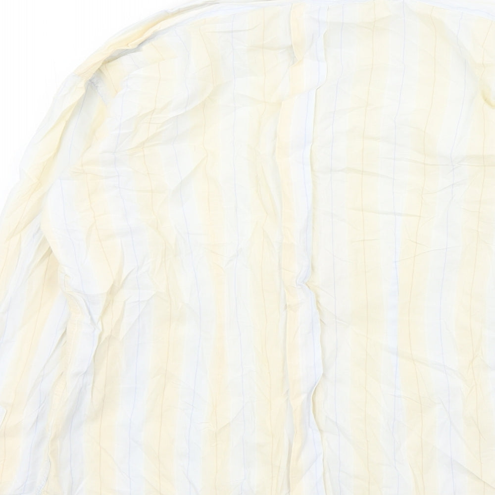 Mens UK Size M Full Circle Beige Button-Up Long Sleeve Casual Shirt