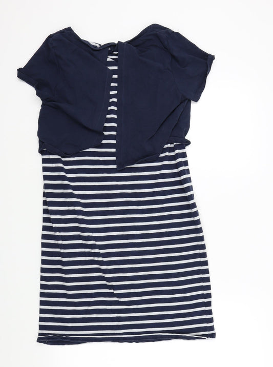 ML Womens Blue Striped A-Line Size L