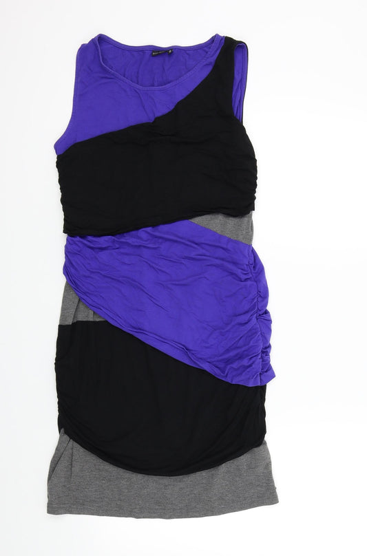 Body Flirt Womens Blue Colourblock A-Line Size 40