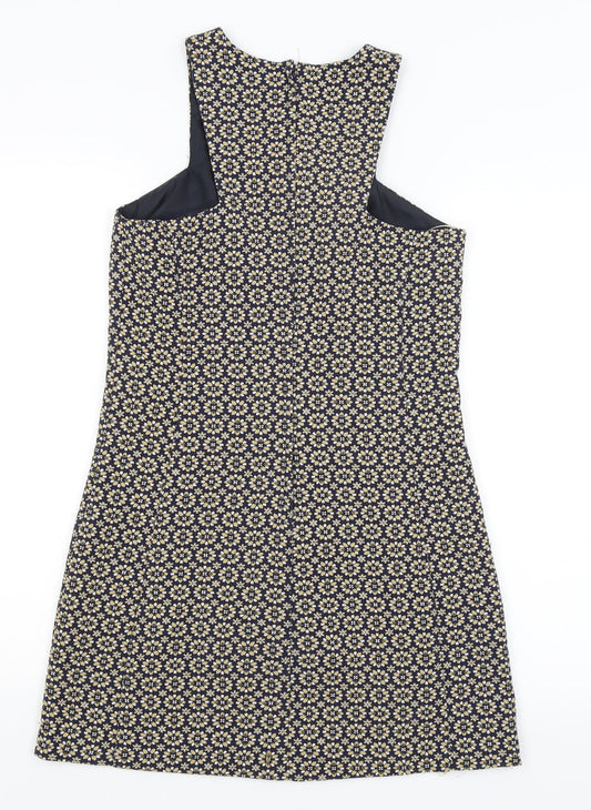 New Look Womens Black Floral A-Line Size 8