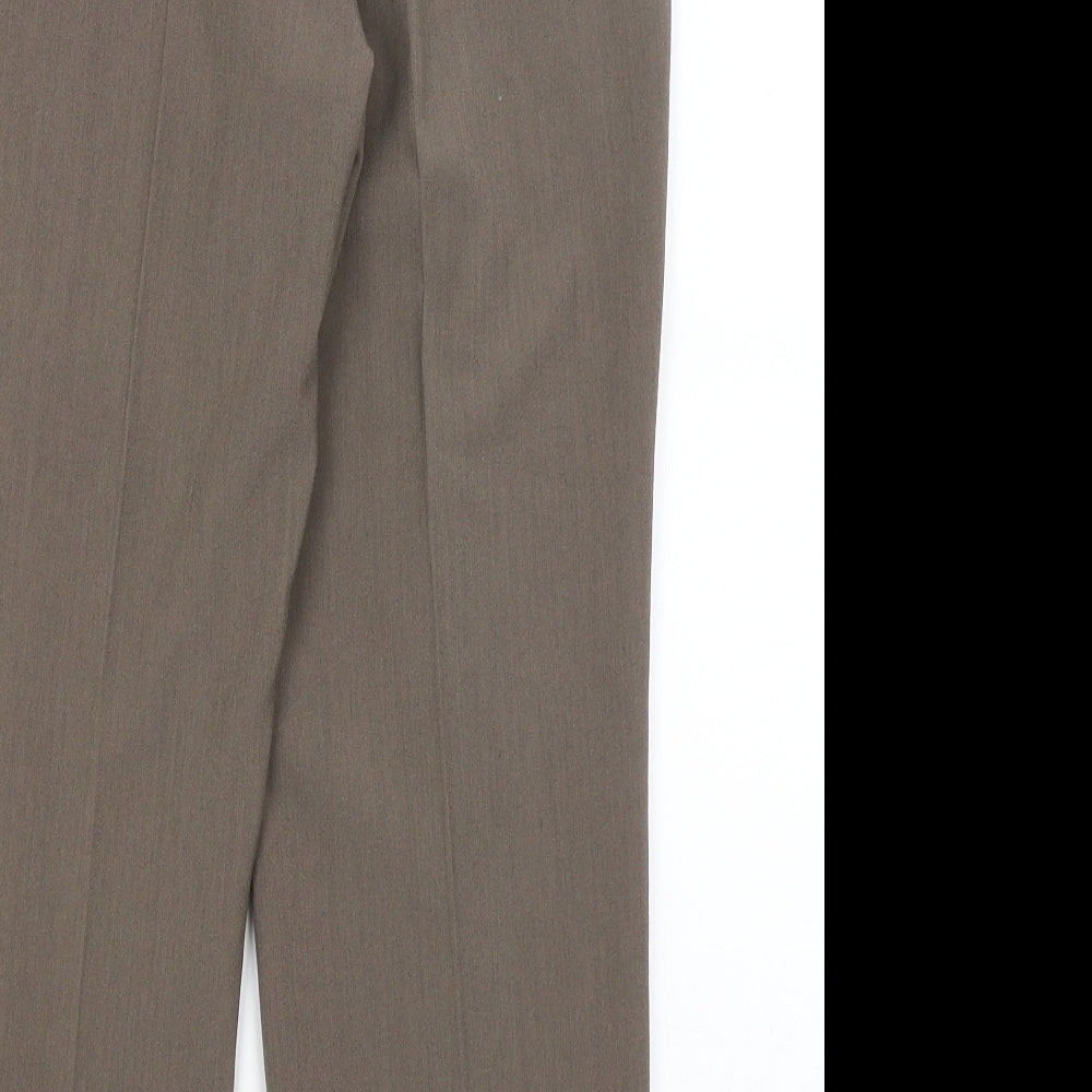 Womens UK Size 10 Classic Regular Fit Dress Pants Brown Trousers