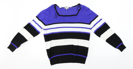 Womens UK Size M TEXT Blue Pullover Jumper