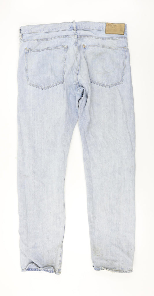 Mens UK Size 38 in Denim Regular Fit Straight Blue Jeans