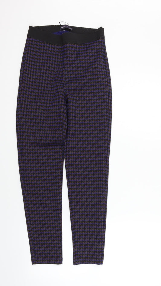 Marks & Spencer Womens Purple Check Jegging Leggings Size 6 L26 in