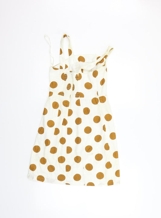 Primark Womens White Polka Dot Fit & Flare Size 4 - washable marks