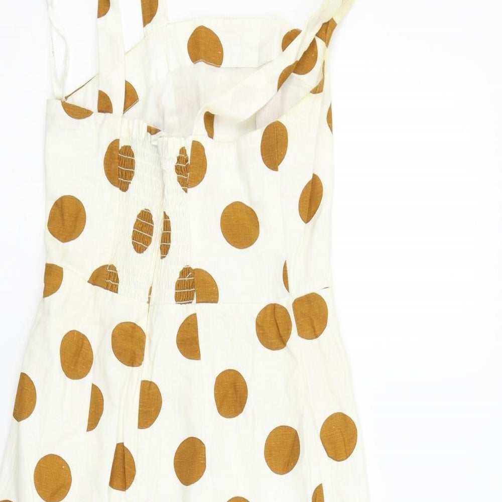 Primark Womens White Polka Dot Fit & Flare Size 4 - washable marks