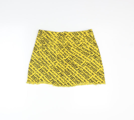 SheIn Womens Yellow Geometric Flare Skirt Size M