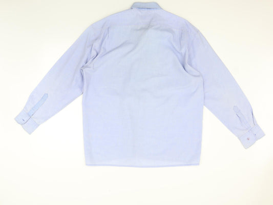 Mens UK Size L Jeremilio Blue Button-Up Long Sleeve Casual Shirt
