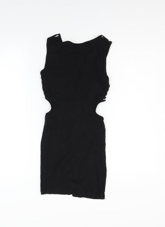 Miss Selfridge Womens Black Polka Dot Fit & Flare Size 6