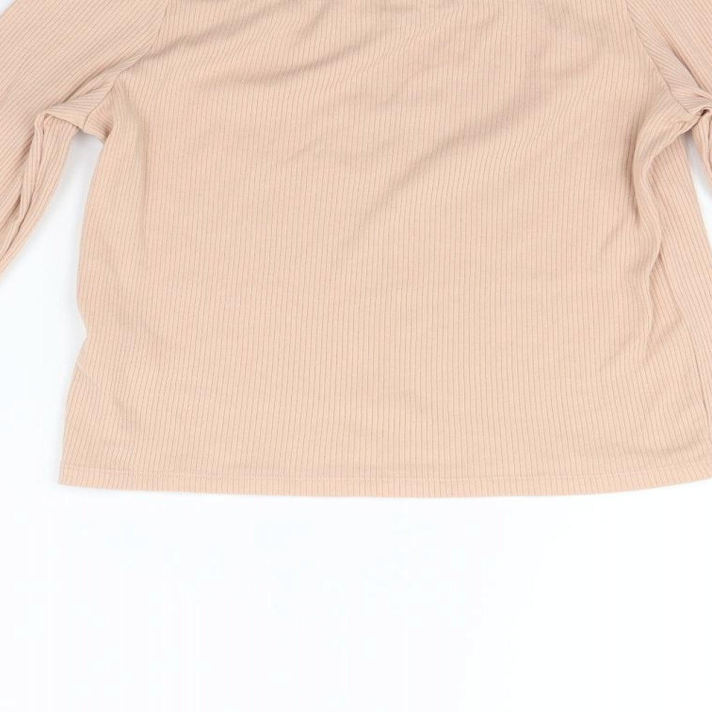 Womens UK Size L Divided Beige Basic T-Shirt