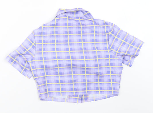 SheIn Womens Purple Check Basic Button-Up Size S