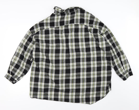 Boohoo Womens Black Check Basic Button-Up Size 10