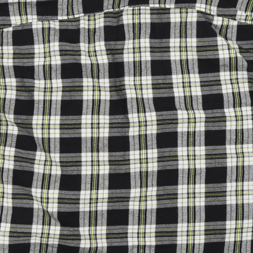 Boohoo Womens Black Check Basic Button-Up Size 10