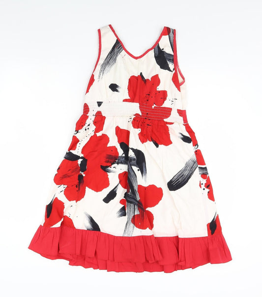 Preworn Womens White Floral Shift Size M