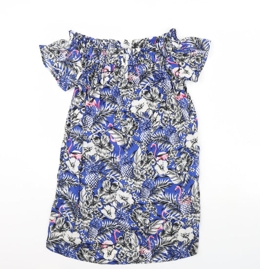 Additional front view of Atmosphere women’s blue floral kaftan, size UK 14