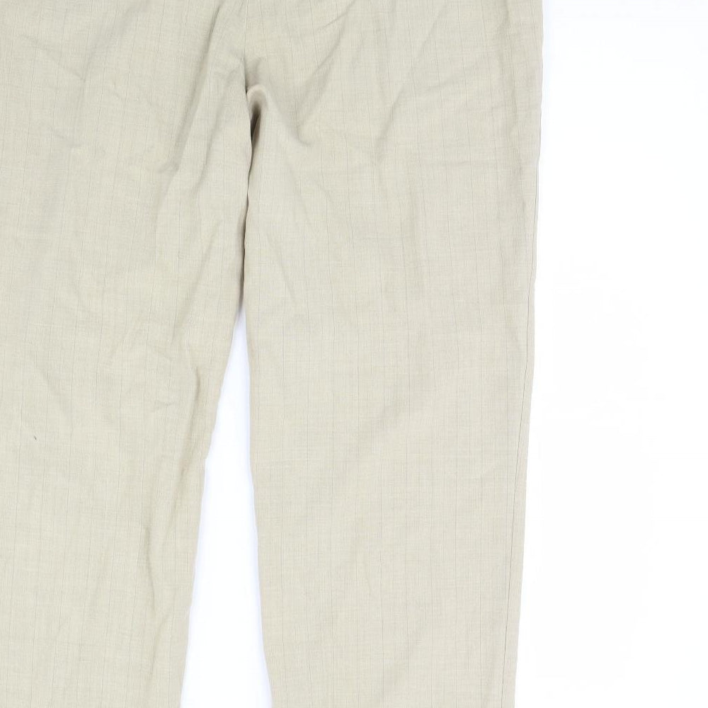 m&s Womens Beige Striped Trousers Size 18 L30 in