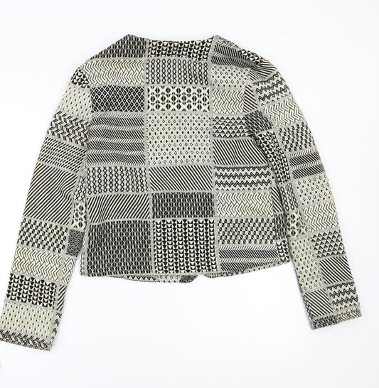 Primark Womens Black Geometric Jacket Coatigan Size 10