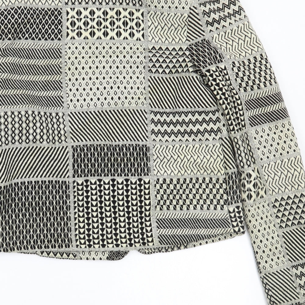 Primark Womens Black Geometric Jacket Coatigan Size 10