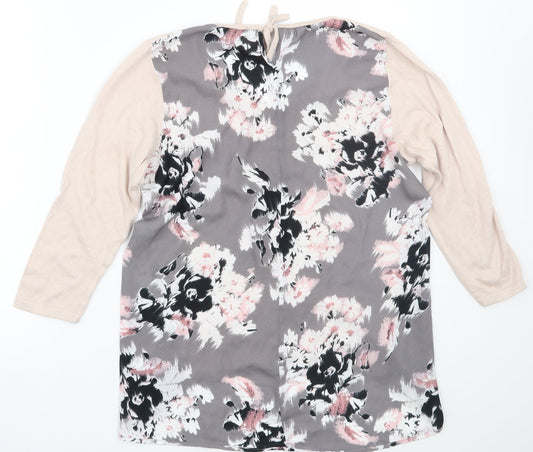 George Womens Beige Floral Basic Blouse Size 10