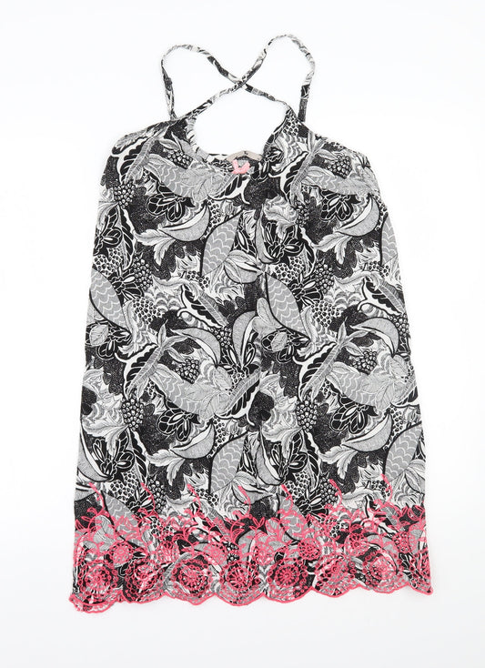 Tu Womens Black Floral A-Line Size 10