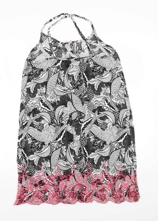 TU Womens Black Floral A-Line Size 10