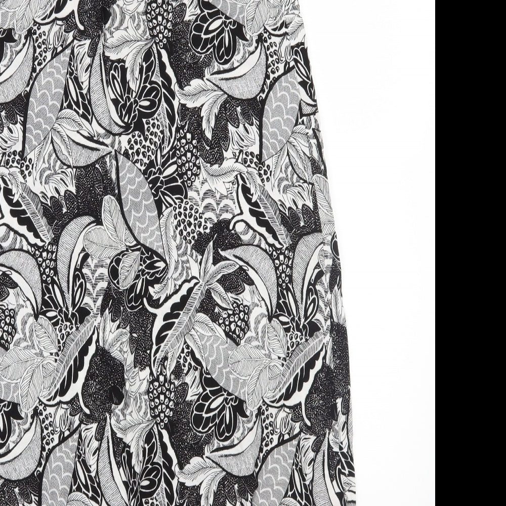 TU Womens Black Floral A-Line Size 10