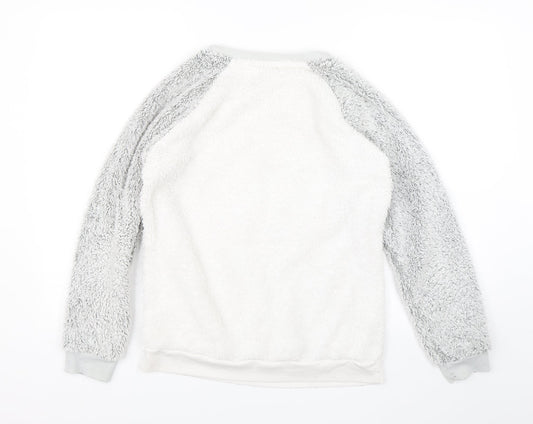 TU Womens White Pullover Jumper Size 8 - Bear