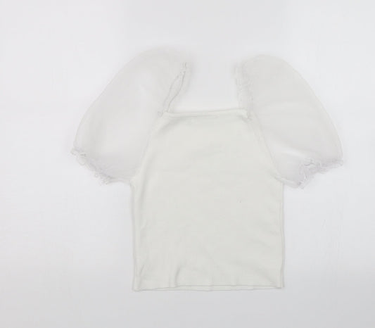 Womens UK Size S Flamant Rose White Basic Blouse