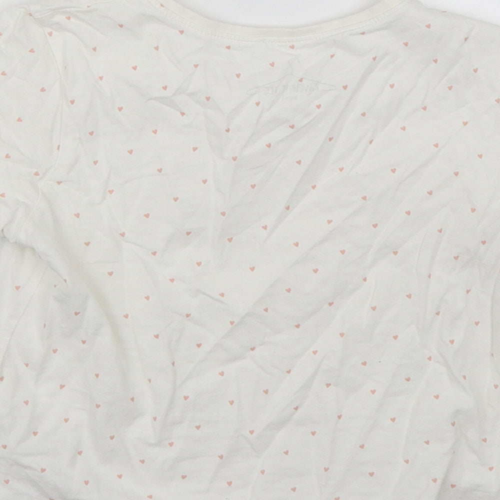 Brand and care label for Next girls’ white basic t-shirt, size 5-6, years - hearts