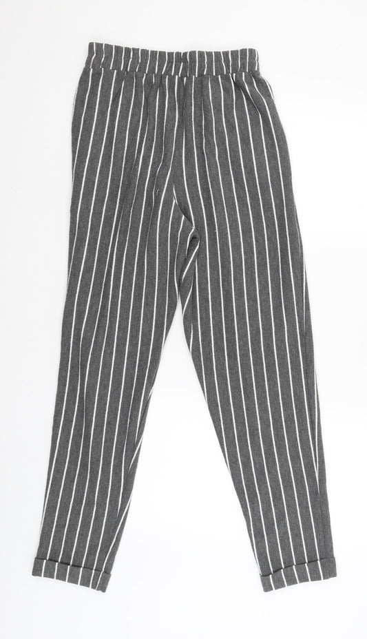 Miss Selfridge Womens Grey Striped Jogger Trousers Size 6 L25 in