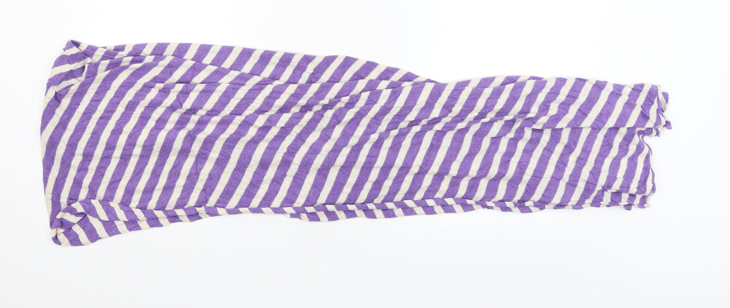 Preworn Womens Purple Striped Scarf