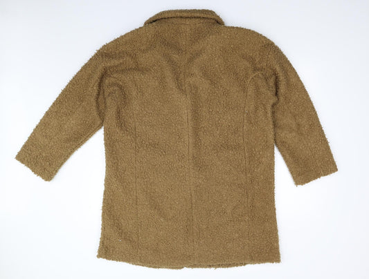 F&F Womens Brown Fleece Overcoat Coat Size 14