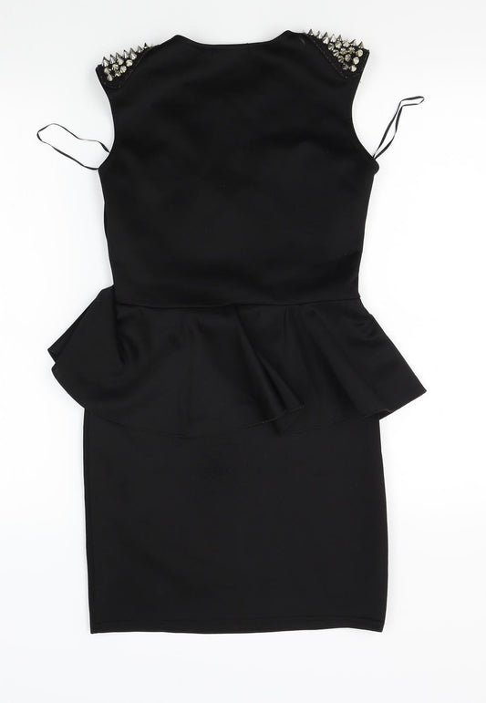 Krisp Womens Black Pencil Dress Size 10 - studded shoulders