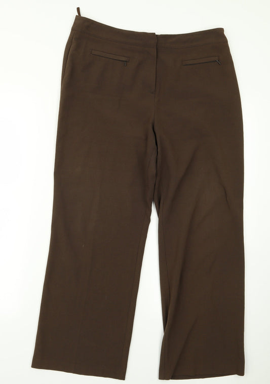 Womens UK Size 12 Mia Moda Regular Fit Brown Trousers