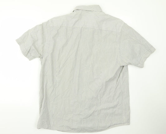 George Womens Grey Striped Basic Button-Up Size XL