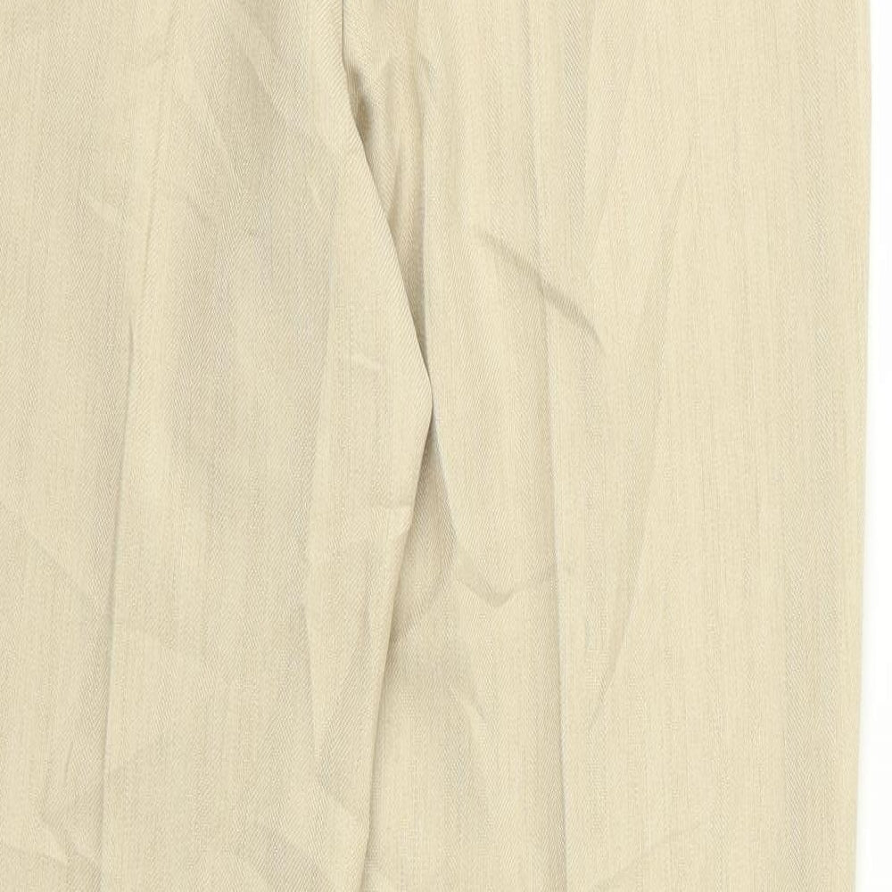 m&s Womens Beige Rayon Trousers Size 30 L30 in