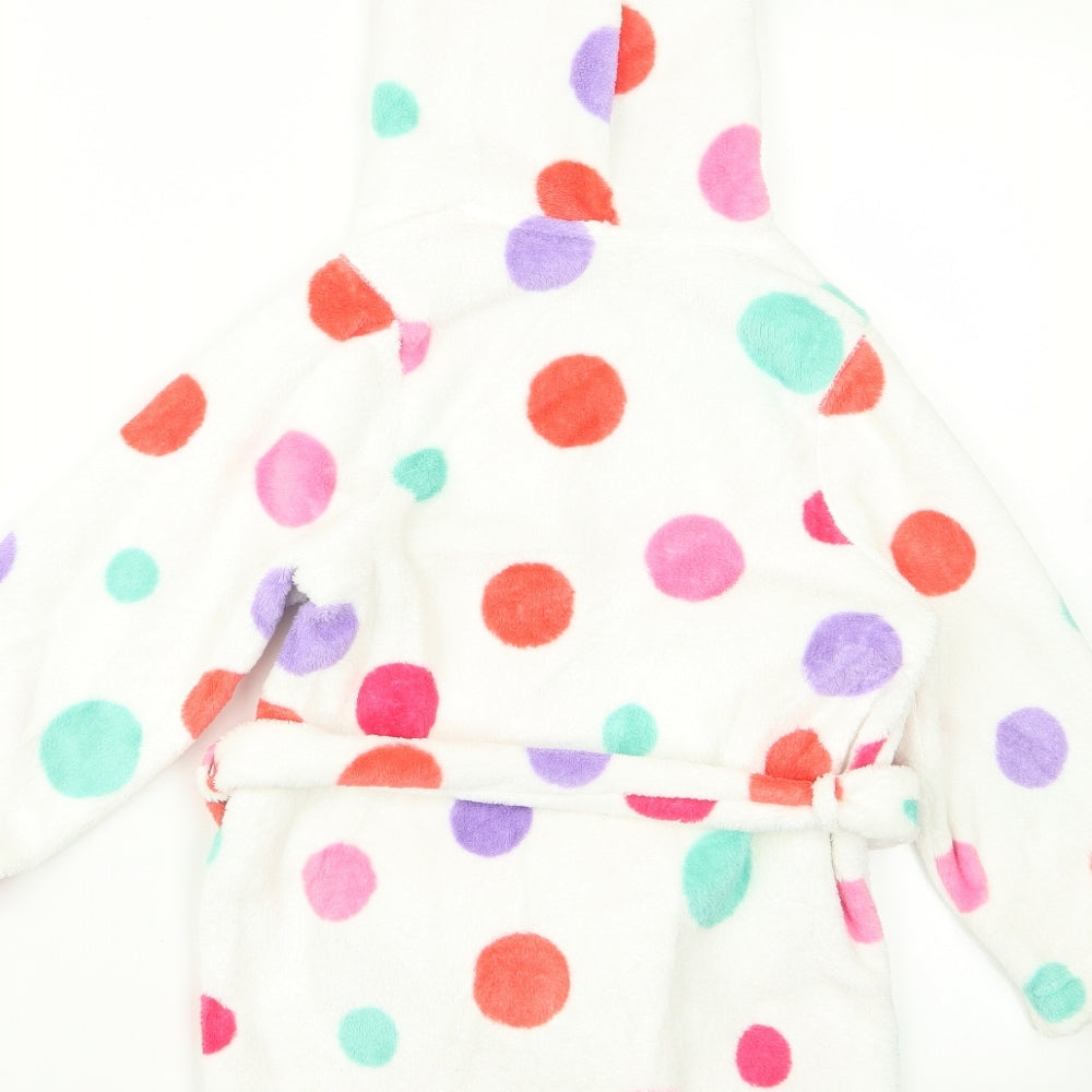 m&s Girls White Polka Dot Rayon Robe Size M