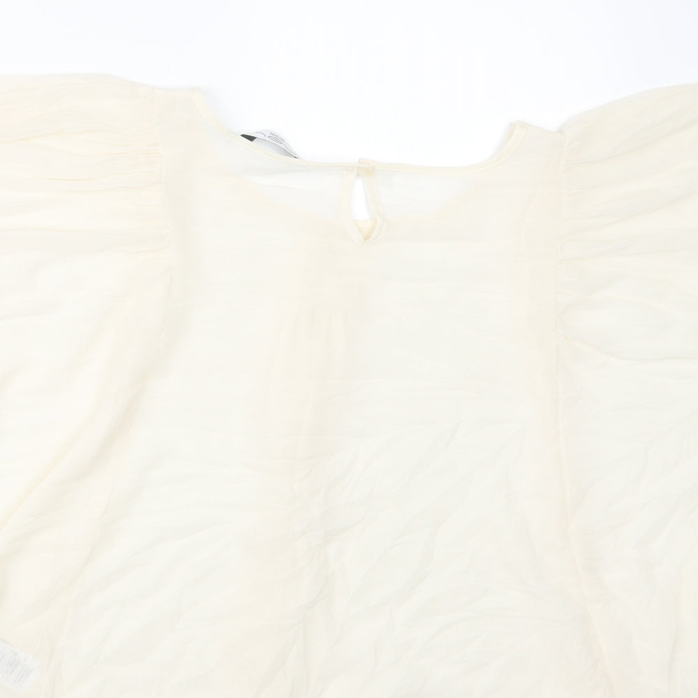Womens UK Size 10 New Look Ivory Basic Blouse