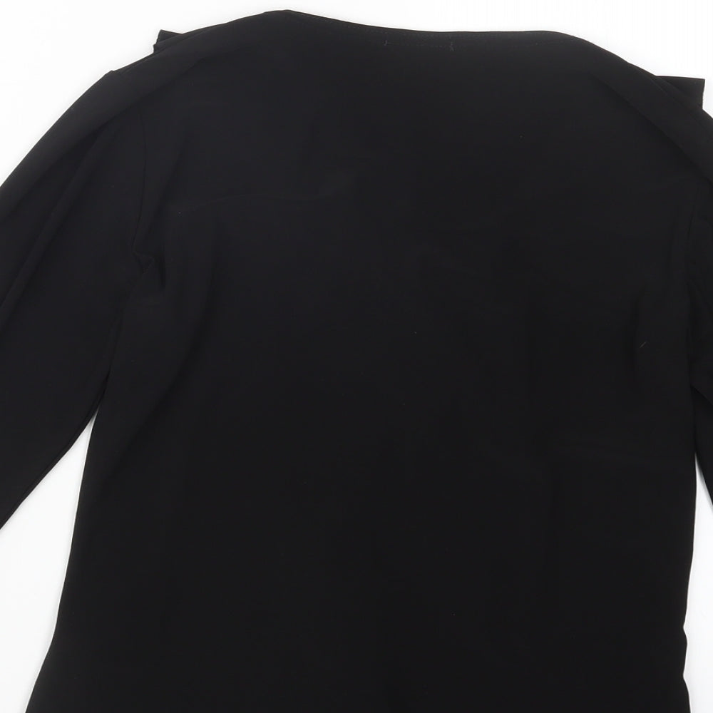 Womens UK Size S BASSINI Black Basic T-Shirt