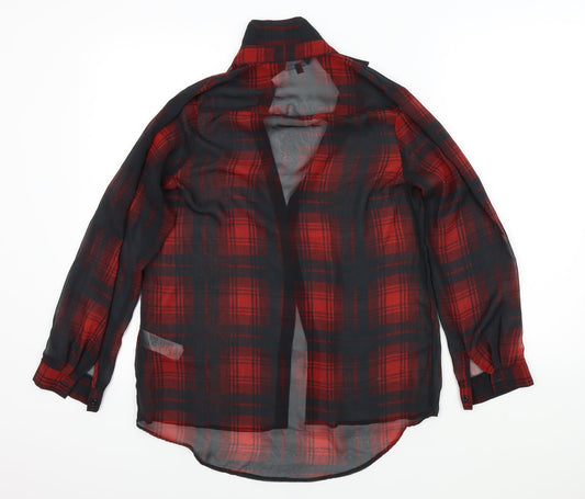 Womens UK Size 8 New Look Red Basic Button-Up