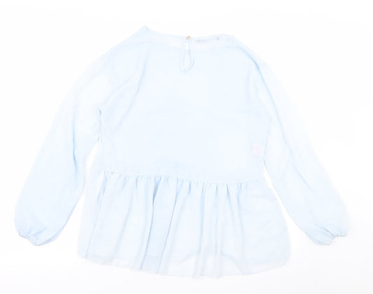 Boohoo Womens Blue Basic Blouse Size 6