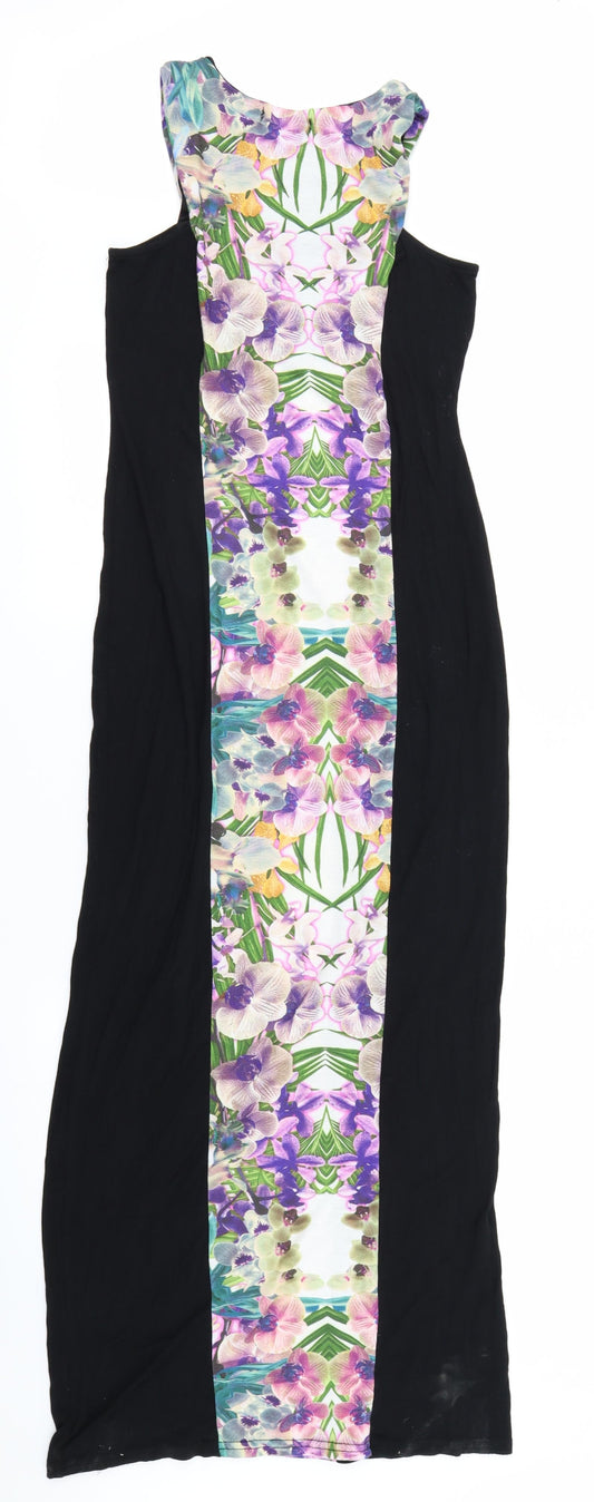 Jane Norman Womens Black Floral Bodycon Size 8