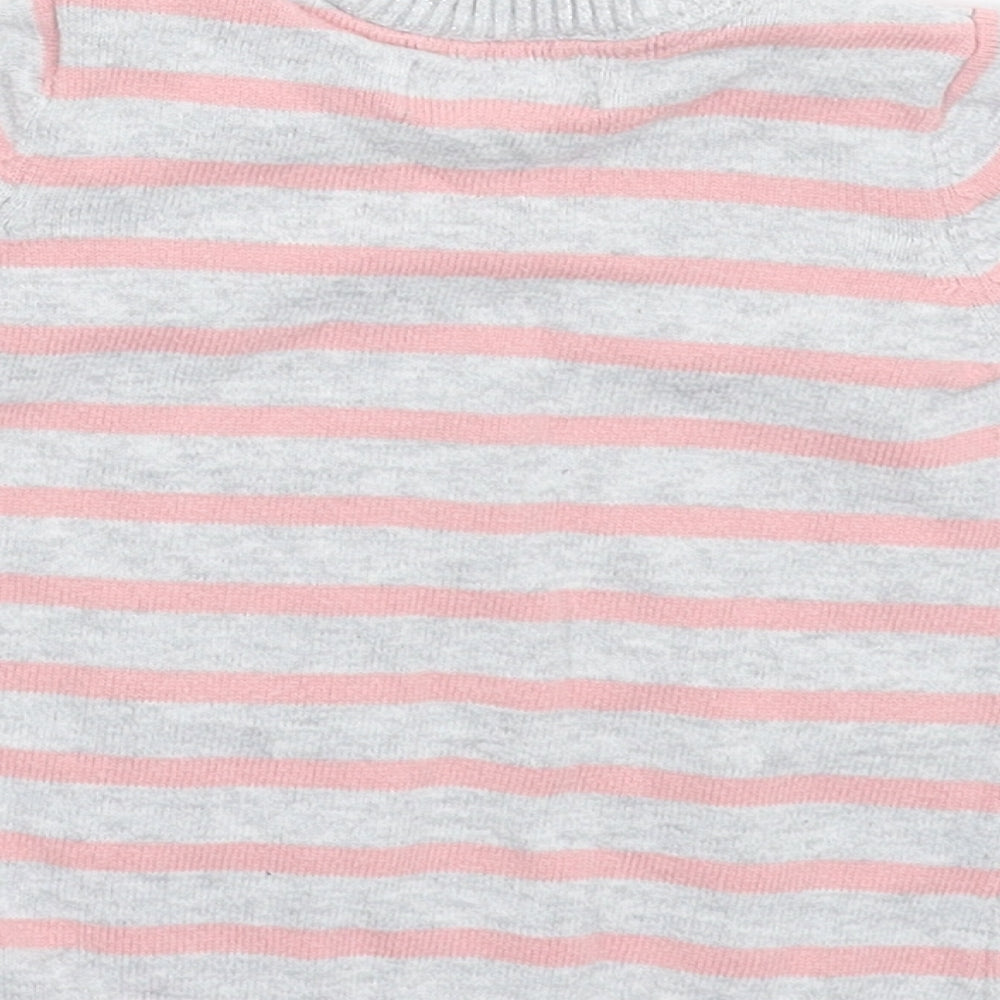 Brand and care label for Primark girls’ multicoloured striped knit jumper, size 3-6, months
